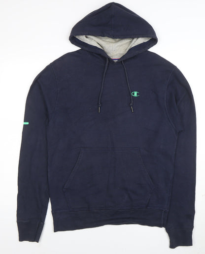Champion Men's Blue Pullover Hoodie L Sports Fleece Sweatshirt