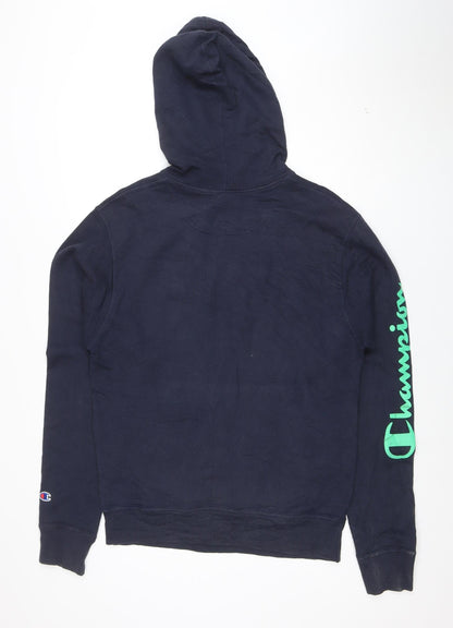 Champion Men's Blue Pullover Hoodie L Sports Fleece Sweatshirt