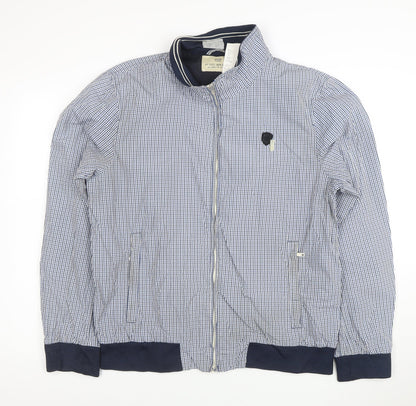 Scotch & Soda Men's Blue Check Cotton Bomber Jacket XL