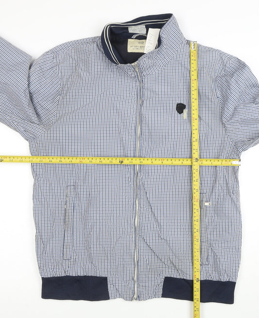 Scotch & Soda Men's Blue Check Cotton Bomber Jacket XL