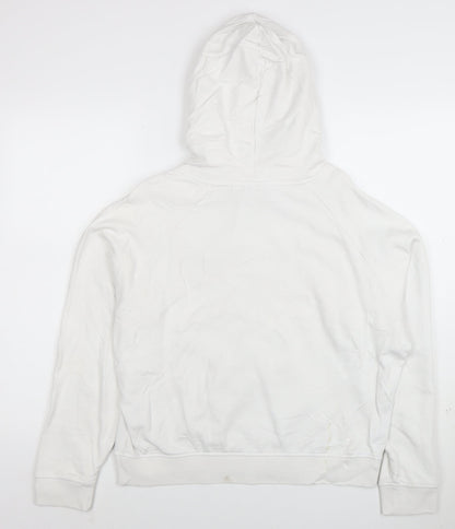 Diesel Men's White Hoodie Medium Pullover Graphic Logo Cotton