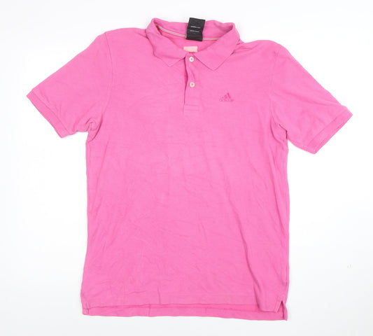 Adidas Men's Pink Clima365 Essentials Polo Shirt Size S Cotton Blend