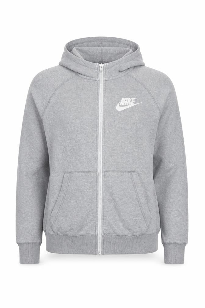 Nike Women Grey Full Zip Hoodie XL Cotton Blend Lined Sportswear