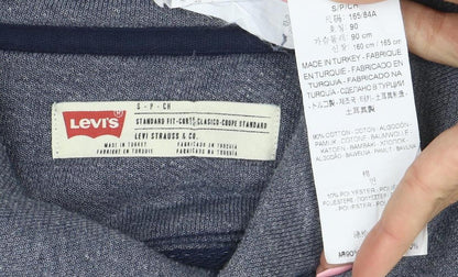 Levi's Men's Blue Henley Sweatshirt Size S Long Sleeve Cotton Blend