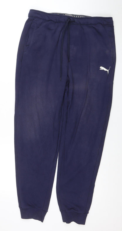 Puma Men Blue Jogger Trousers L Regular Fit Activewear