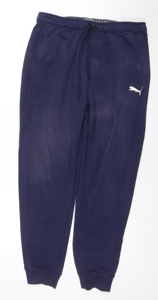 Puma Men Blue Jogger Trousers L Regular Fit Activewear