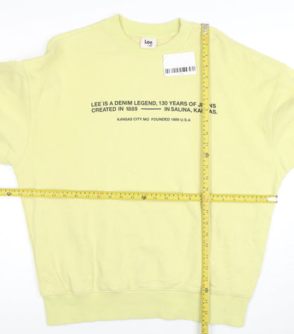 Lee x H&M Men's Yellow Cotton Graphic Logo Pullover Sweatshirt M