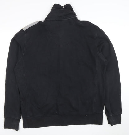 BOSS Mens 7XL Black Full Zip Sweatshirt High Neck Cotton Blend