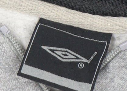 Umbro Men's Grey XL Full Zip Hoodie Sports Fleece Sweatshirt