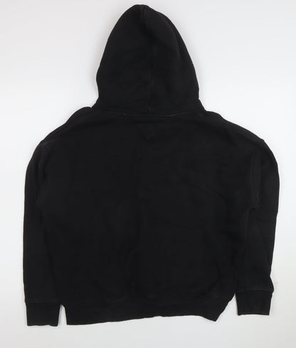 Tommy Jeans Womens Black Cotton Pullover Hoodie L Relaxed Fit
