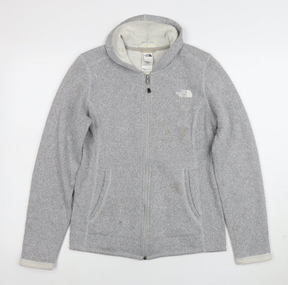 The North Face Women Grey Fleece Jacket Hooded Small