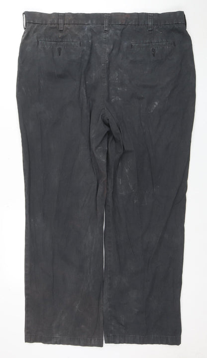 Croft & Barrow Men's Black Chino Trousers 42x32 Regular Fit Cotton Blend