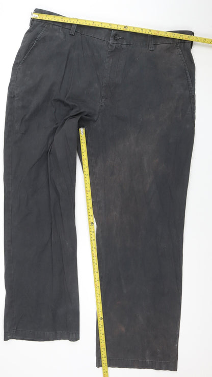 Croft & Barrow Men's Black Chino Trousers 42x32 Regular Fit Cotton Blend