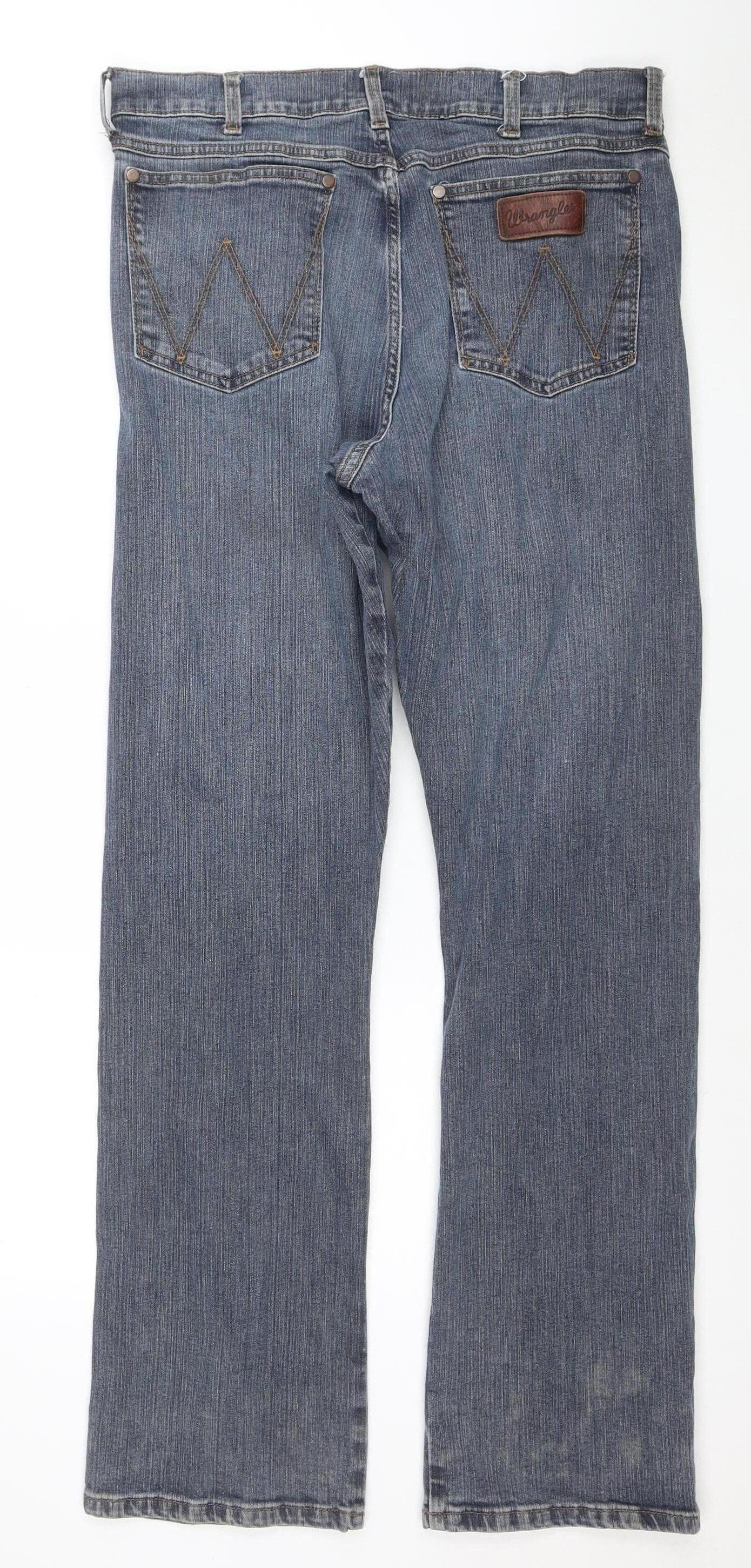 Wrangler Retro Men’s Blue Relaxed Bootcut Jeans 33x34 Denim Comfort Fit