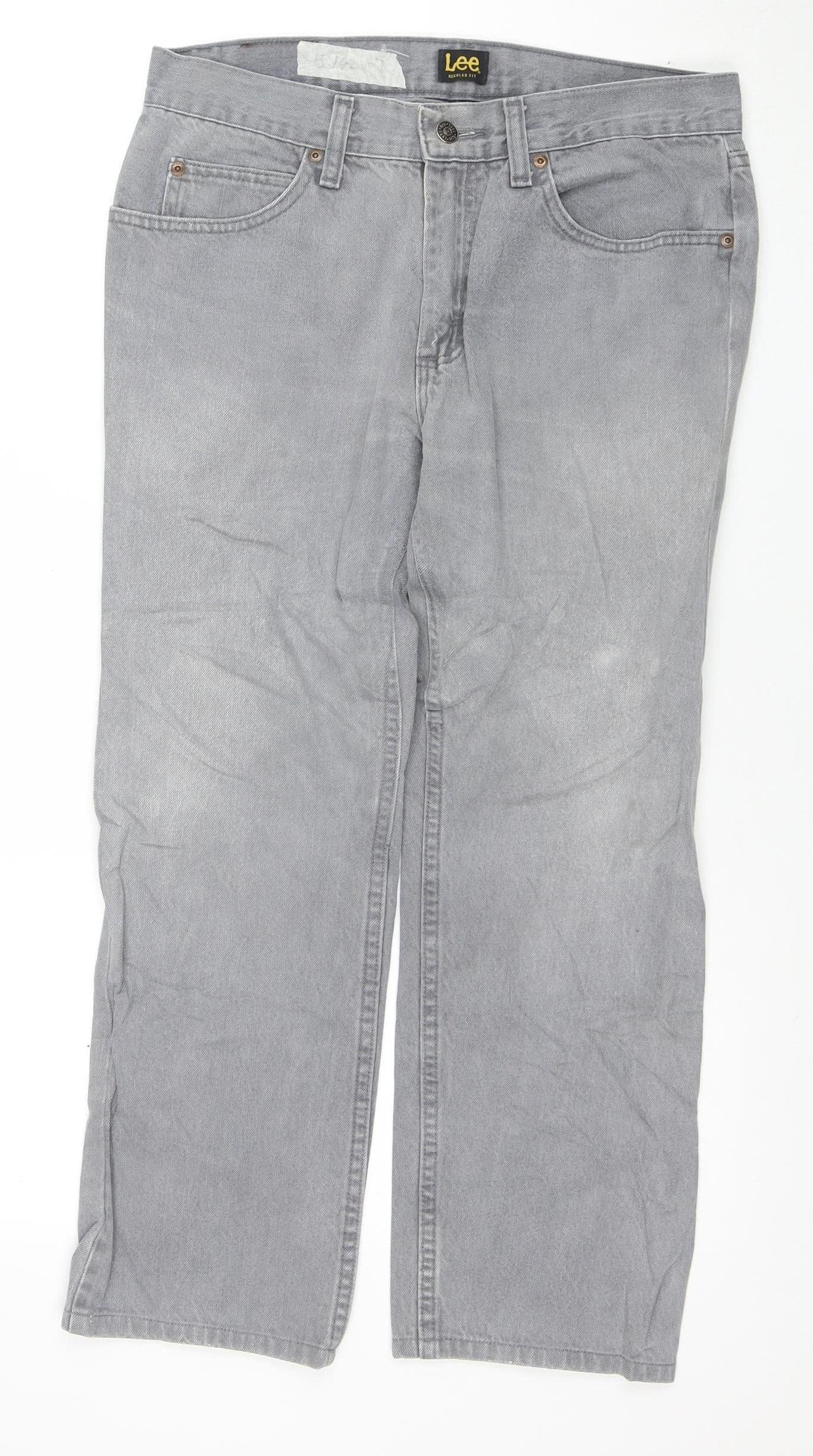 Lee Mens Grey Regular Fit Jeans Size 32x30 Straight Denim