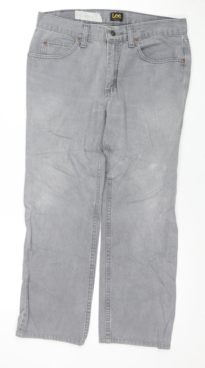 Lee Mens Grey Regular Fit Jeans Size 32x30 Straight Denim