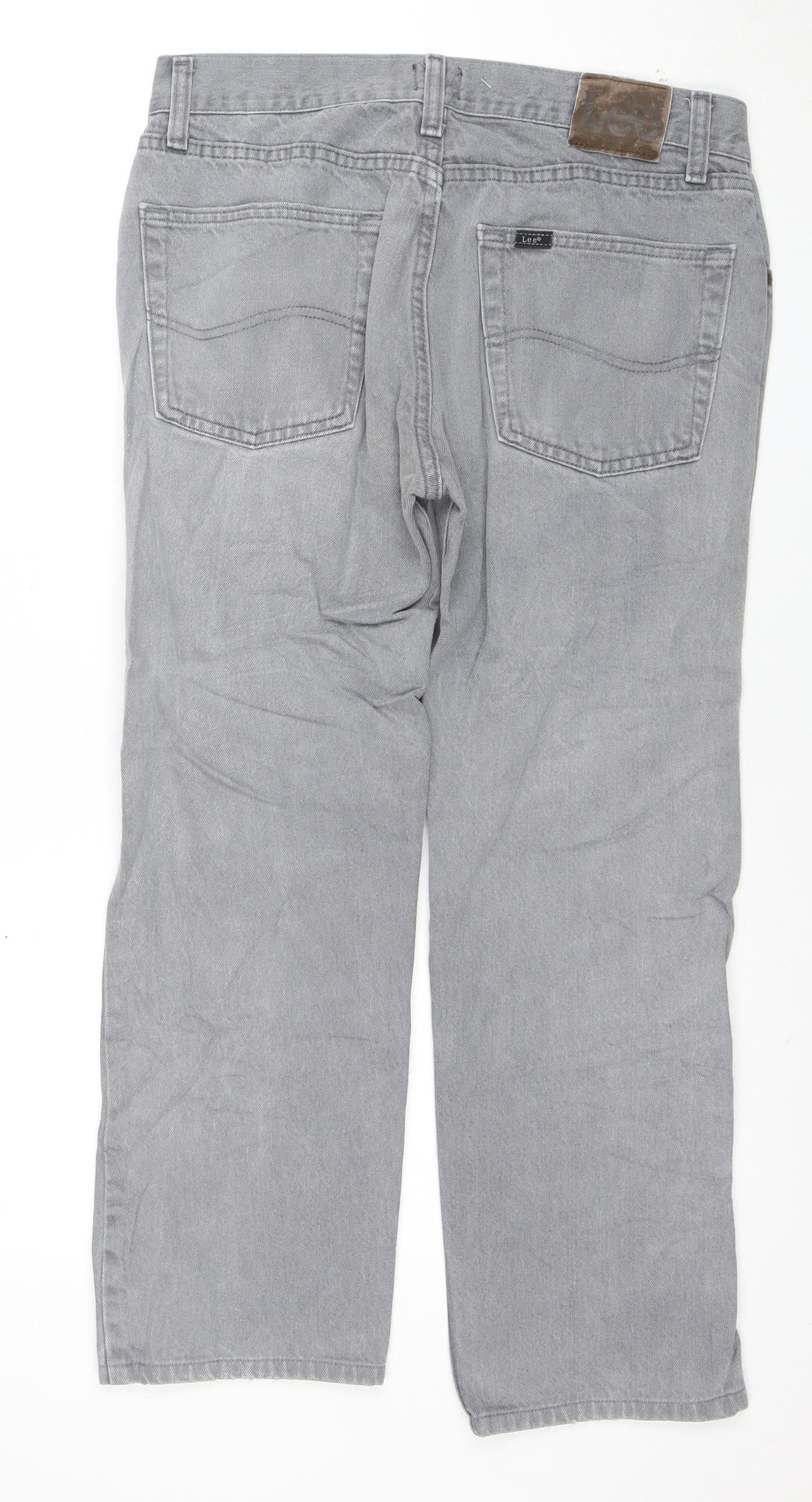 Lee Mens Grey Regular Fit Jeans Size 32x30 Straight Denim