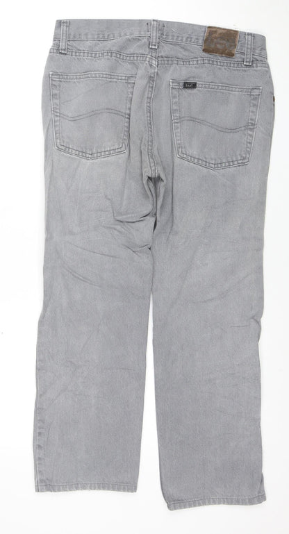 Lee Mens Grey Regular Fit Jeans Size 32x30 Straight Denim