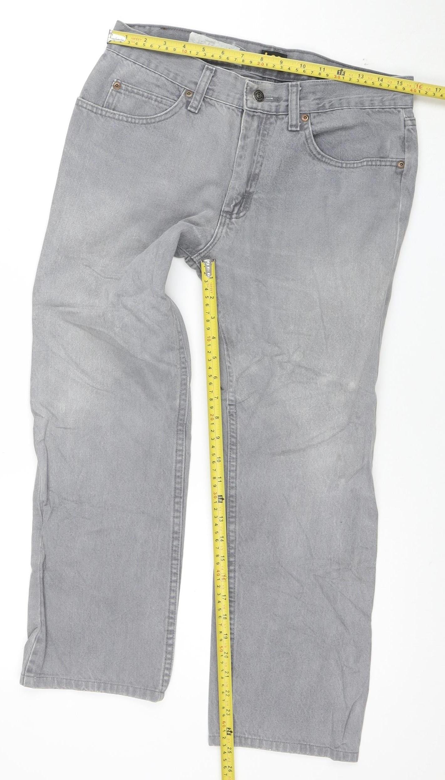 Lee Mens Grey Regular Fit Jeans Size 32x30 Straight Denim