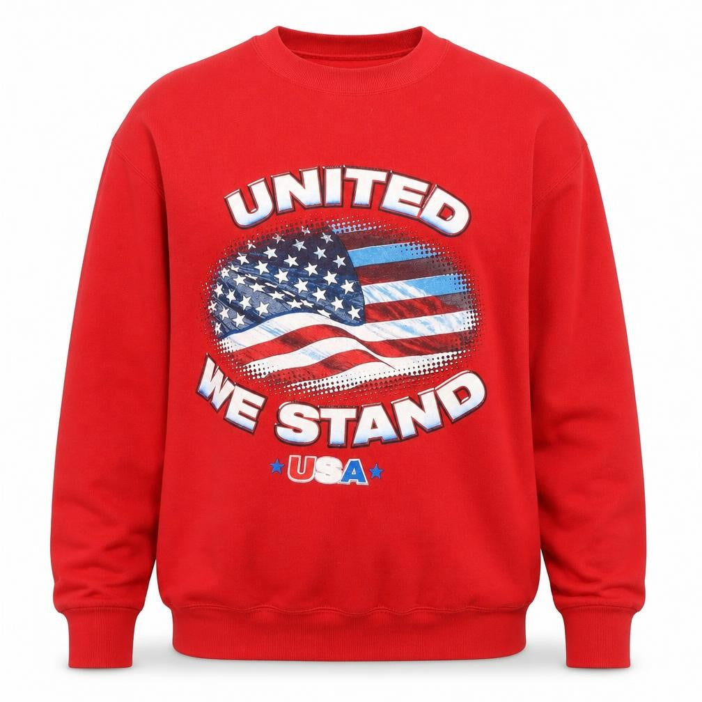 Fruit of the Loom Men’s Red XL Crew Neck Patriotic USA Graphic Sweatshirt