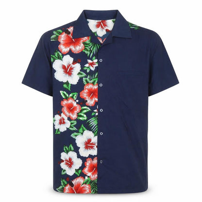 V.H.O Men's Blue Hawaiian Floral Short Sleeve Button-Up Shirt S