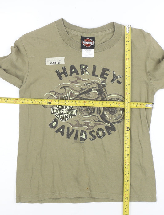 Harley-Davidson Boys Green Long Sleeve Pullover Hoodie Size S 100% Cotton