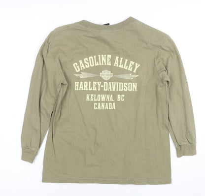 Harley-Davidson Boys Green Long Sleeve Pullover Hoodie Size S 100% Cotton