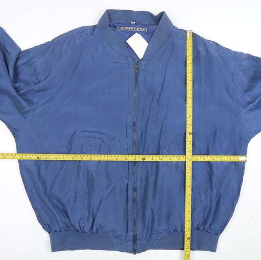 Affiniti Men's Blue Silk Bomber Jacket L Lightweight Vintage