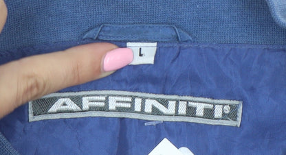 Affiniti Men's Blue Silk Bomber Jacket L Lightweight Vintage