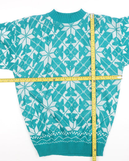 Hot Asshers Women’s Blue Fair Isle Pullover Jumper Size L