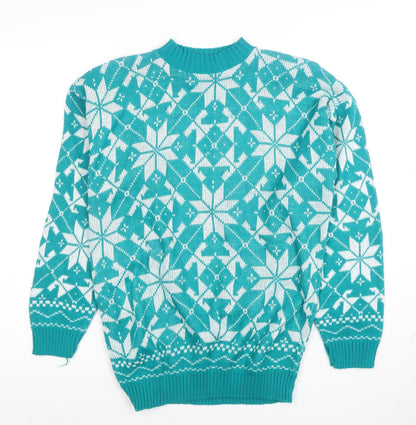Hot Asshers Women’s Blue Fair Isle Pullover Jumper Size L