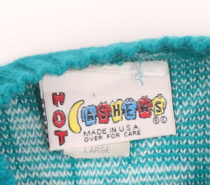 Hot Asshers Women’s Blue Fair Isle Pullover Jumper Size L