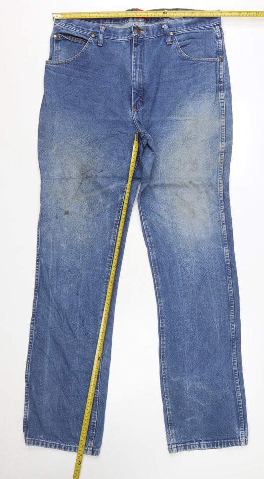 Wrangler Men's Blue 36x36 Slim Fit Straight Leg Denim Jeans