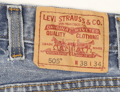 Levi's Men's Blue 505 Regular Fit Straight Leg Jeans W38 L34
