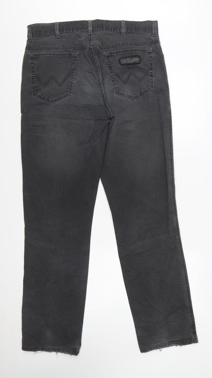 Wrangler Mens Black Texas Stretch Straight Jeans W35 L34 Cotton Denim