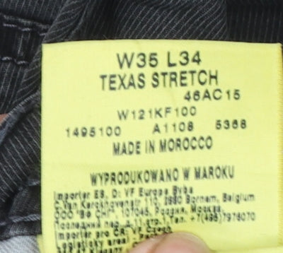 Wrangler Mens Black Texas Stretch Straight Jeans W35 L34 Cotton Denim