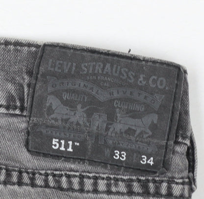 Levi’s 511 Men's Grey Slim Fit Jeans W33 L34 Cotton Denim