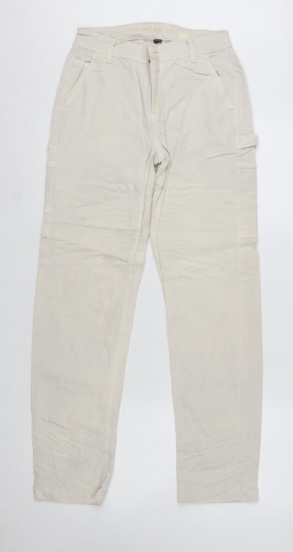 American Eagle Womens Beige Cargo Trousers Size 4 Regular Stretch Cotton Twill