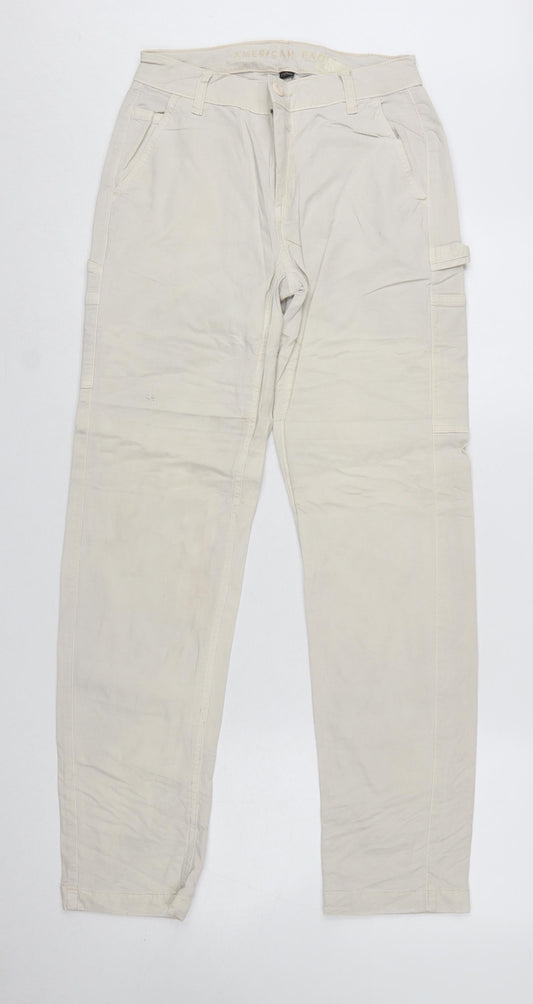 American Eagle Womens Beige Cargo Trousers Size 4 Regular Stretch Cotton Twill