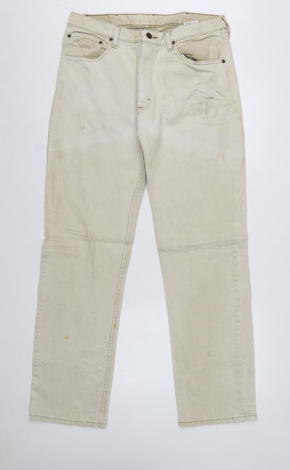Wrangler Men's Beige Regular Fit Straight Leg Jeans 34x32