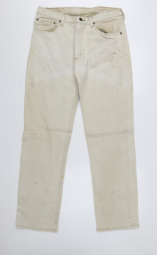 Wrangler Men's Beige Regular Fit Straight Leg Jeans 34x32