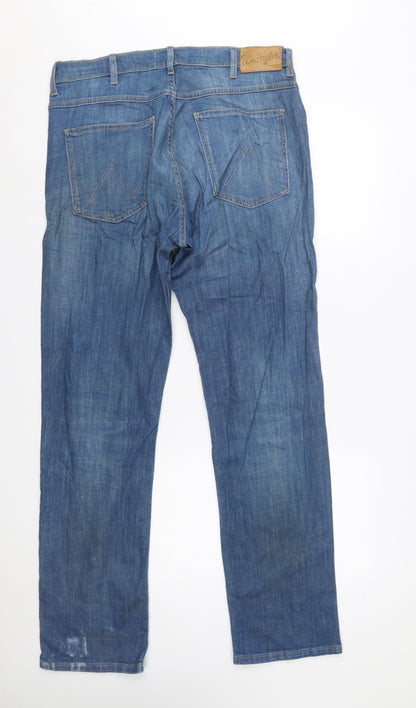 Wrangler Men's Blue Straight Regular Fit Jeans W34 L32