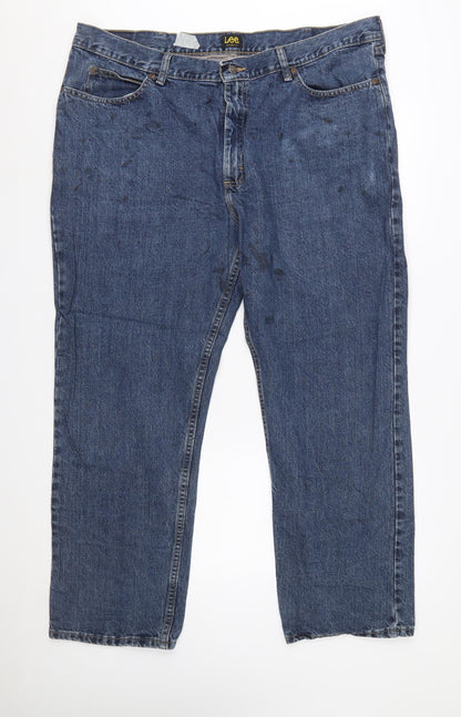 Lee Men's Blue Relaxed Fit Straight Leg Jeans 42x30 Denim