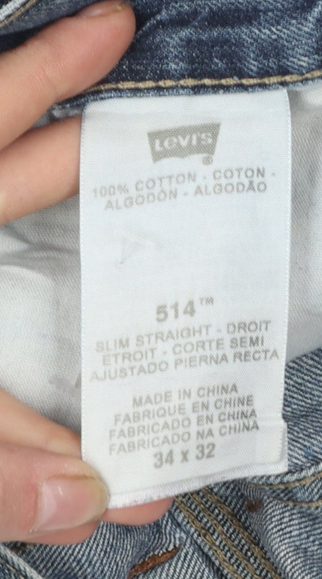 Levi's Women's Blue 514 Slim Straight Denim Jeans Size 16