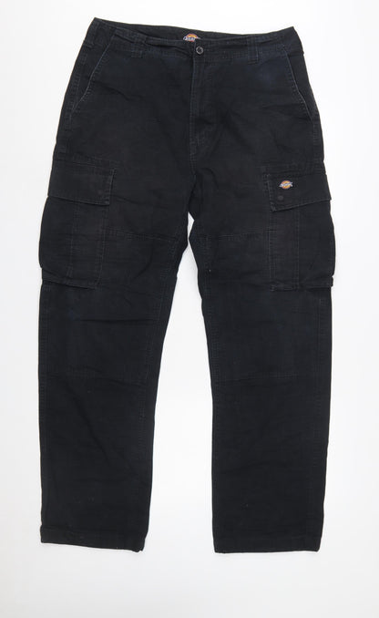 Dickies Men's Black Cargo Workwear Trousers W31 Regular Cotton Blend