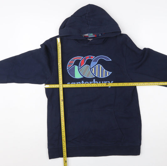 Canterbury Boys Navy Hoodie 14 Years Pullover Graphic Print Cotton Blend
