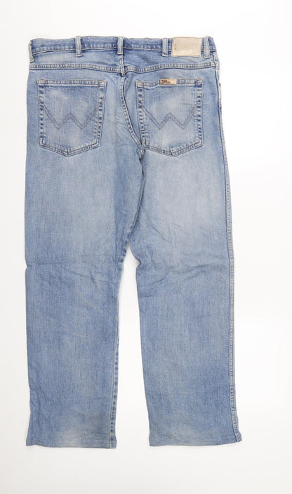 Wrangler Mens Blue Regular Fit Straight Denim Jeans W36 L32