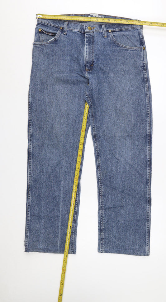 Wrangler Men's Blue Regular Fit Straight Denim Jeans 34W 34L