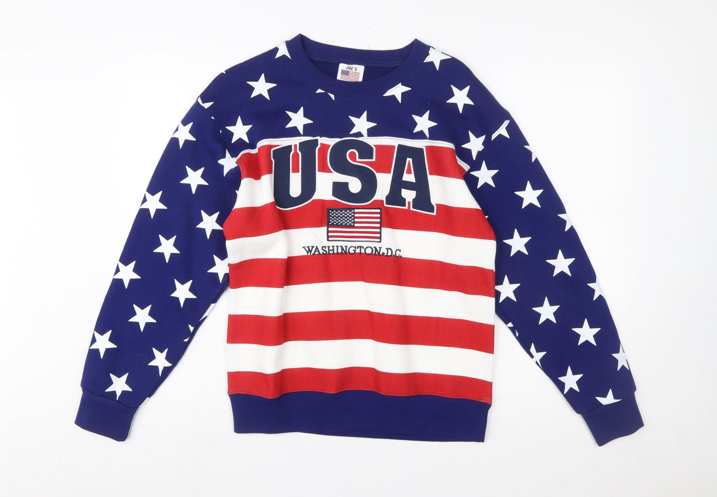 Joe's USA Flag Sweatshirt Womens Small Red White Blue Cotton Blend Pullover