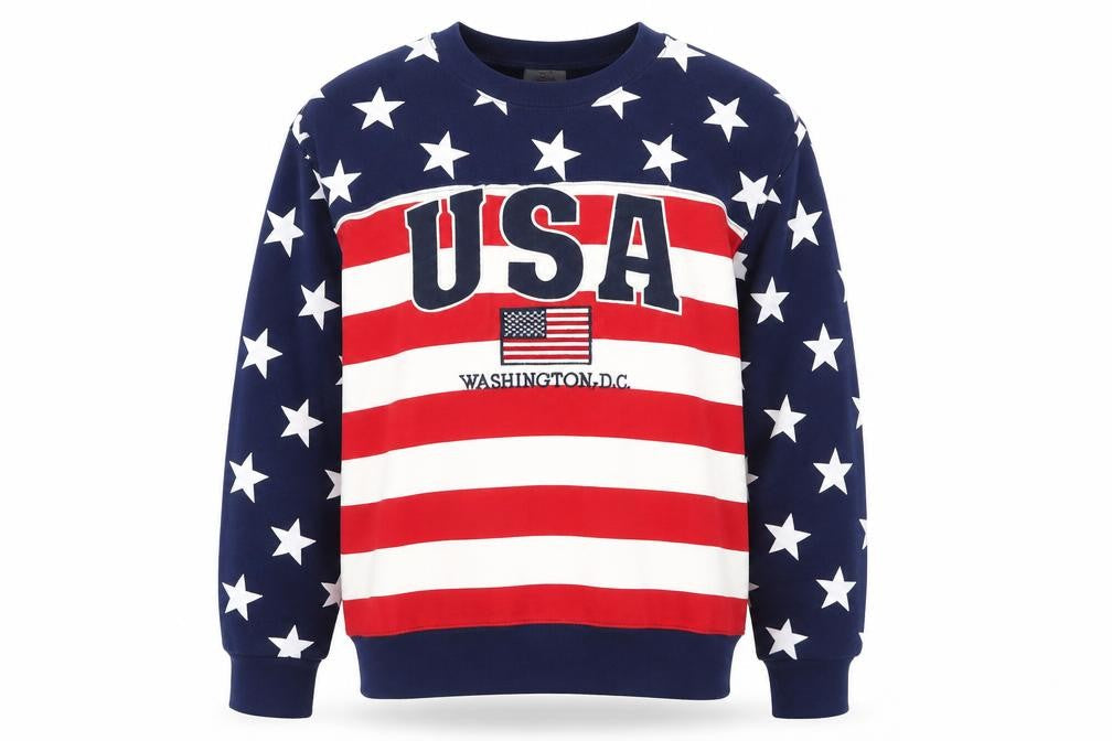 Joe's USA Flag Sweatshirt Womens Small Red White Blue Cotton Blend Pullover